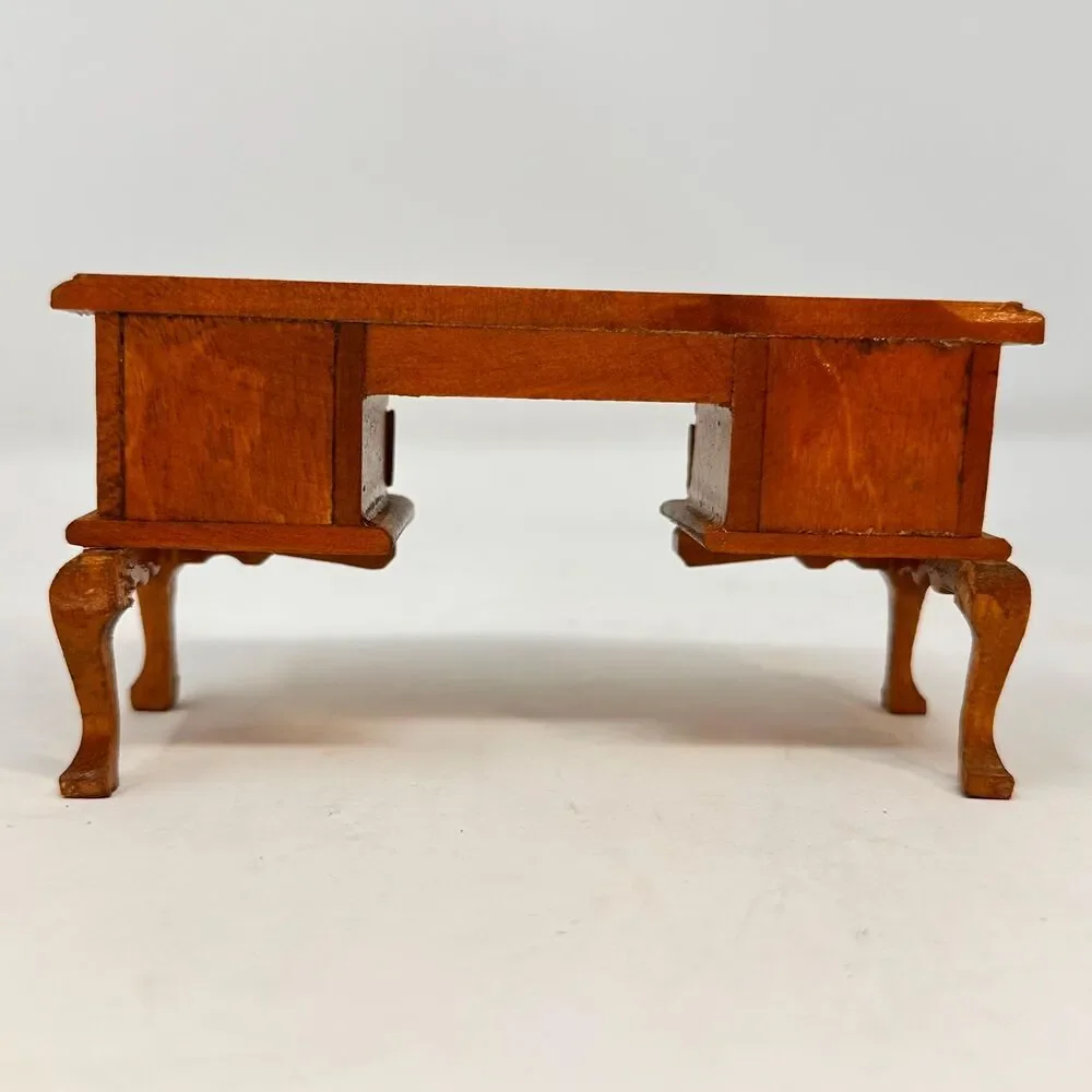 Vintage Miniature Wood Desk 1:12 Scale Dollhouse Executive Office Furniture
